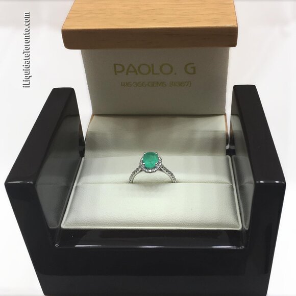 Natural Colombian Green Emerald & 14K Halo Diamond Ring. 1.55 CTW Appraisal - Picture 6 of 12